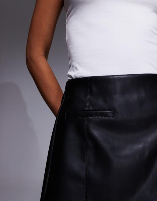 River Island – Czarna spódnica mini z imitacji skóry z kieszeniami, 2 z 5