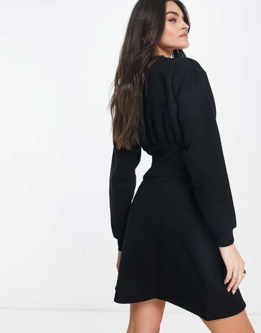 River Island – Czarna taliowana sukienka z dzianiny, 3 z 4