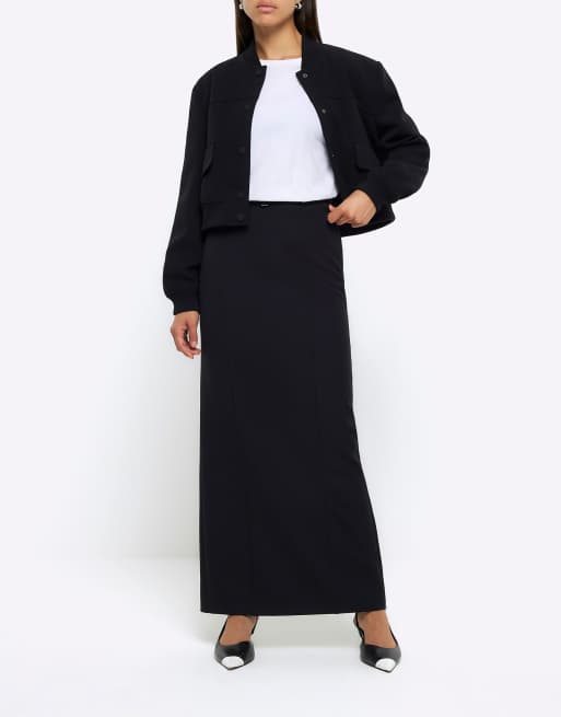River Island – Czarna trapezowa spódnica ołówkowa maxi  , 3 z 3