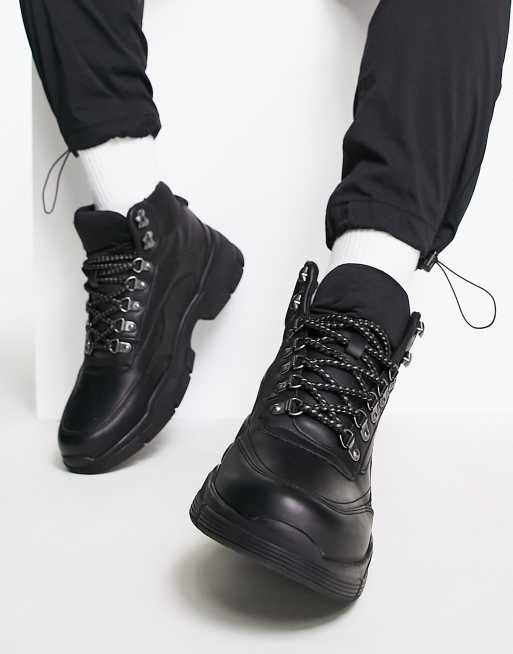 River Island – Czarne buty trekkingowe na profilowanej podeszwie