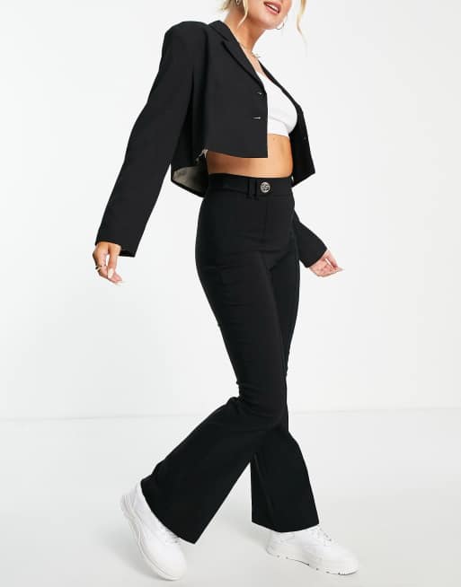 River Island – Czarne dopasowane dzwony z guzikami, 4 z 4