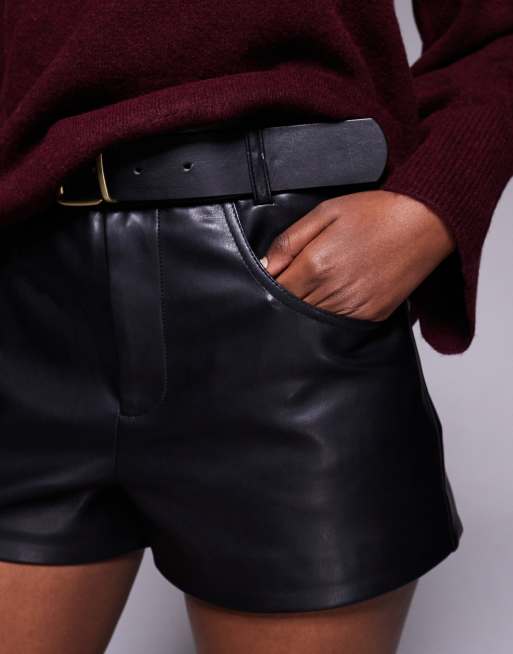 River Island – Czarne krótkie szorty z imitacji skóry, 5 z 5