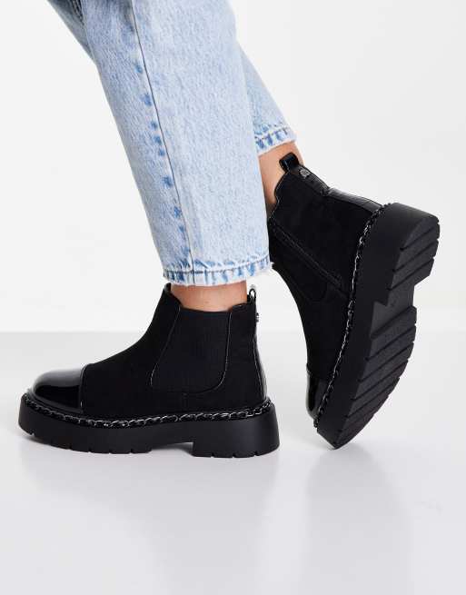 River Island – Czarne niskie sztyblety z ozdobnym łańcuszkiem, 3 z 4