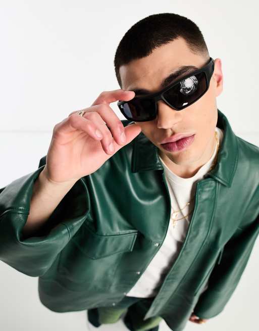 River Island – Czarne okulary przeciwsłoneczne w gumowanych oprawkach