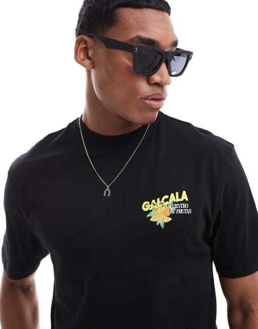 River Island – Czarne okulary przeciwsłoneczne w gumowanych oprawkach 