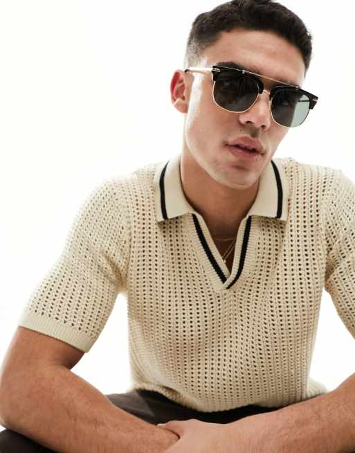 River Island – Czarne okulary przeciwsłoneczne z mostkiem 