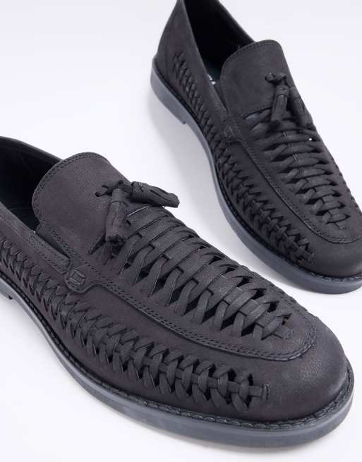 River Island – Czarne plecione loafersy z frędzlami, 3 z 4