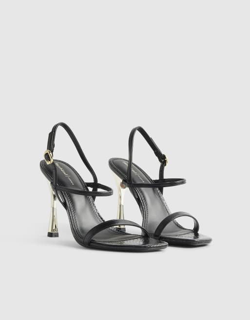 River Island – Czarne sandały na obcasie z odkrytym tyłem, 2 z 4