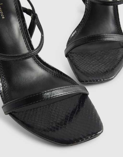 River Island – Czarne sandały na obcasie z odkrytym tyłem, 4 z 4