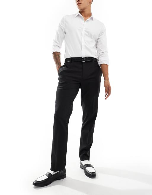 River Island – Czarne smokingowe spodnie garniturowe