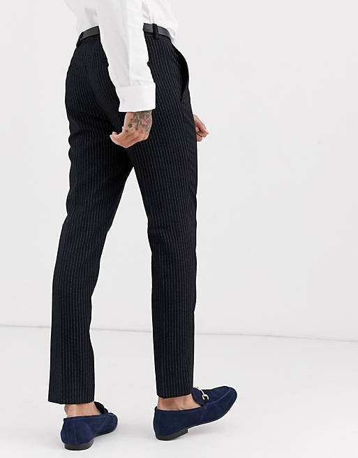 Moda Garnitury Spodnie garniturowe Giorgio  Armani Spodnie garniturowe czarny Wz\u00f3r w paski W stylu casual 