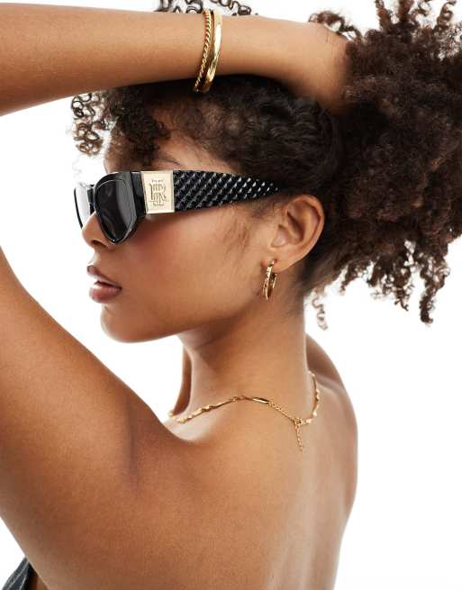 River Island – Czarne wąskie okulary przeciwsłoneczne typu kocie oczy