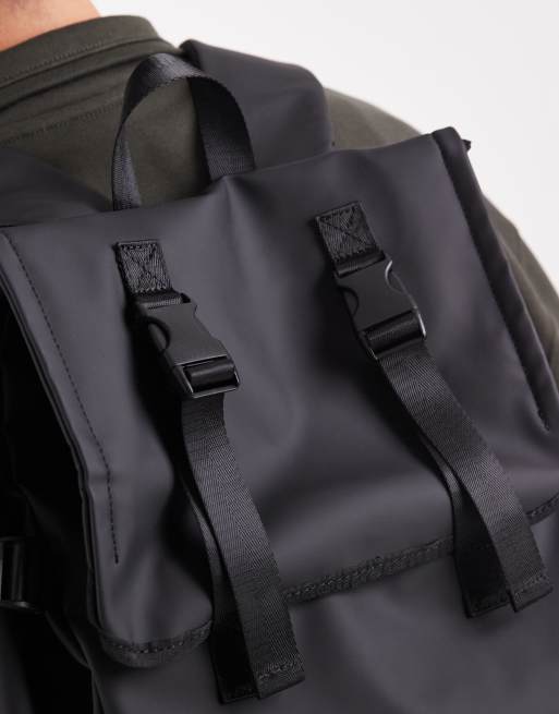 River Island – Czarny gumowany plecak ze zwijaną górą, 3 z 4