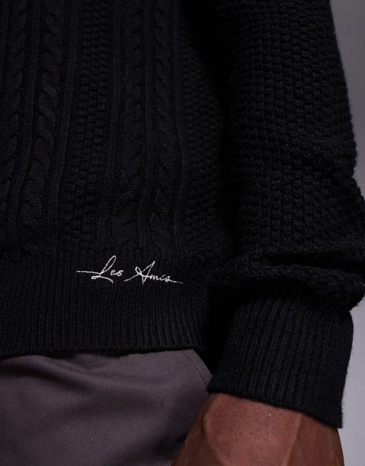 River Island – Czarny sweter o splocie warkoczowym, 5 z 5