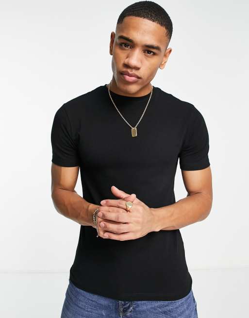River Island – Czarny t-shirt o kroju podkreślającym sylwetkę
