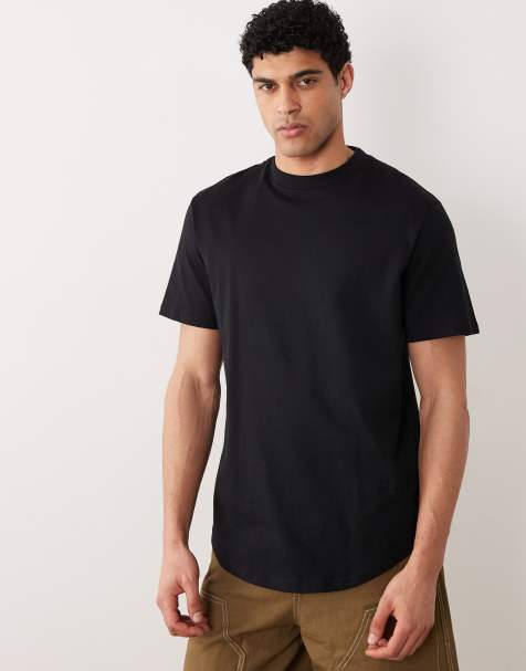 River Island – Czarny T-shirt o regularnym kroju z zaokrąglonym dołem - view 1