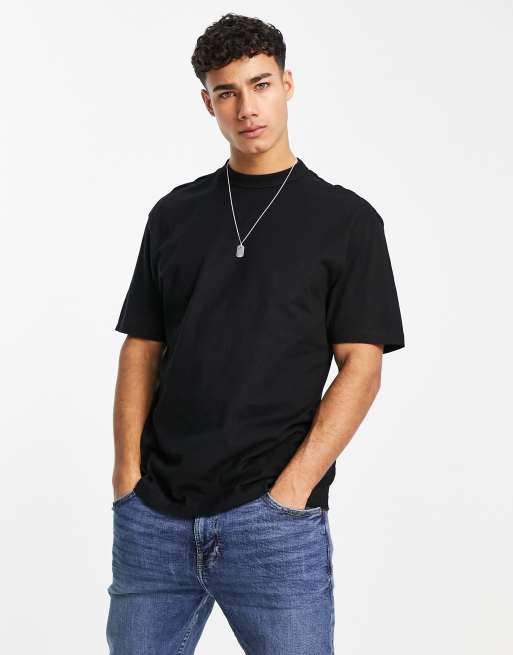 River Island – Czarny T-shirt o regularnym kroju