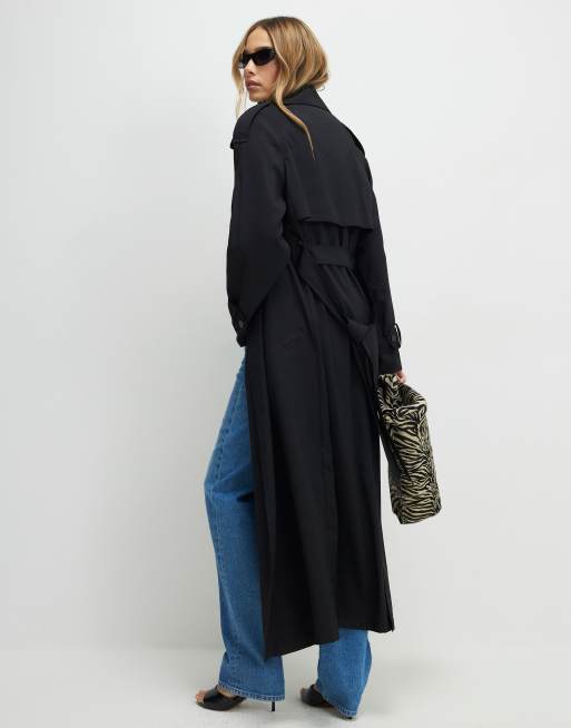 River Island – Czarny trencz o wydłużonym fasonie , 3 z 4