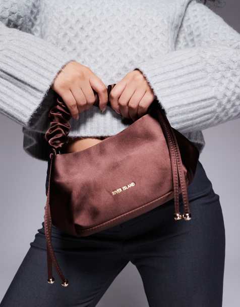 River Island – Czekoladowa satynowy torebka - view 1
