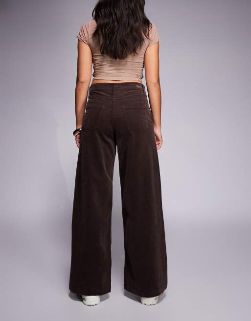 River Island – Czekoladowobrązowe sztruksowe jeansy palazzo, 2 z 5