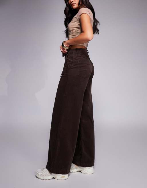 River Island – Czekoladowobrązowe sztruksowe jeansy palazzo, 3 z 5