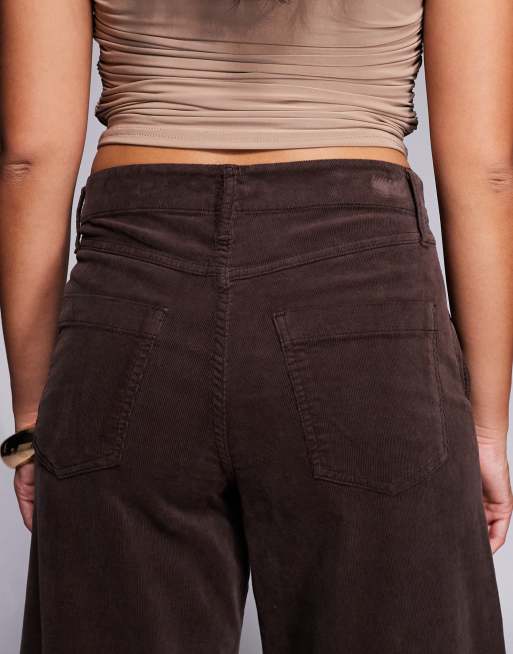 River Island – Czekoladowobrązowe sztruksowe jeansy palazzo, 4 z 5