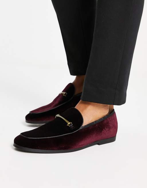 River Island – Czerwone aksamitne loafersy