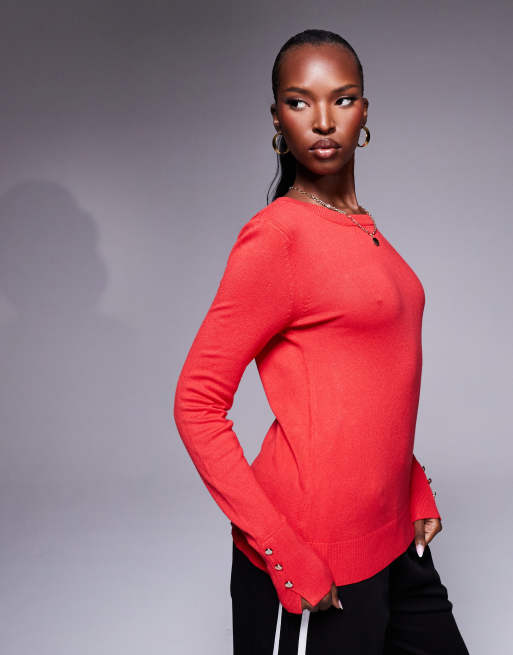 River Island – Czerwony top z dzianiny o delikatnym splocie, 2 z 4