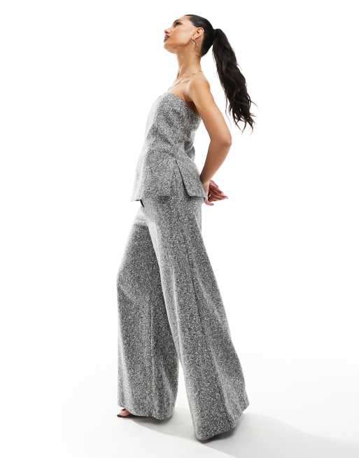 River Island – Dad-Hose aus Wolle in Grau mit weitem Schnitt