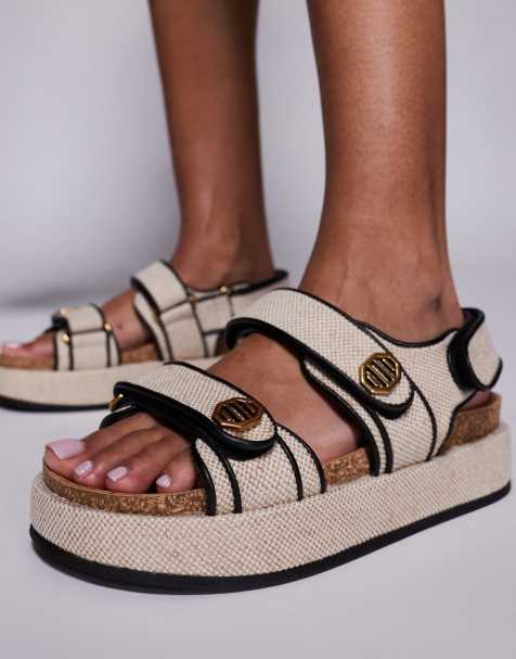 River Island – Dad-Sandalen in Schwarz mit dicker Sohle - view 1