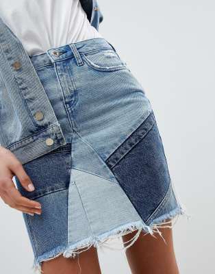 patchwork denim skirt diy