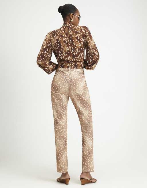 River Island Deer print cigarette jeans in beige, 4 of 4