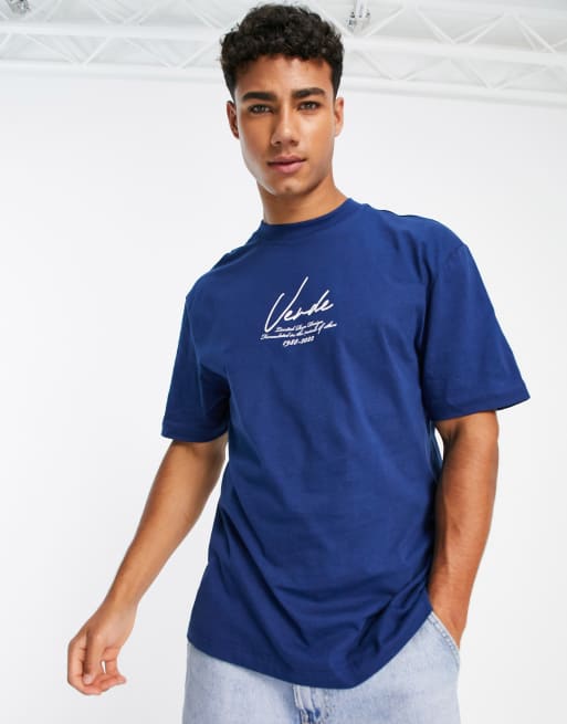 River Island - Defiance - T-shirt met print in blauw