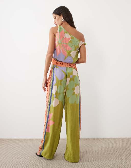 River Island 'Del Maar' printed pants in green (part of a set) , 2 of 5