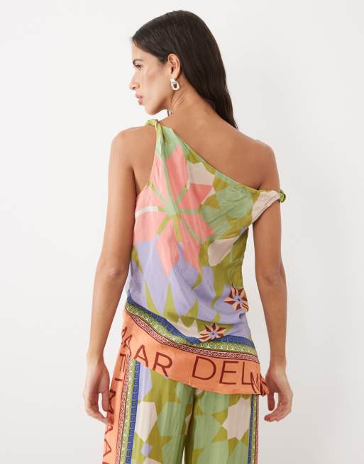 River Island 'Del Maar' printed placement top in green (part of a set), 4 of 4