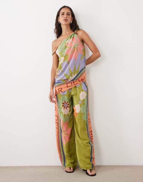 River Island 'Del Mar' printed trouser co-ord in green - view 1