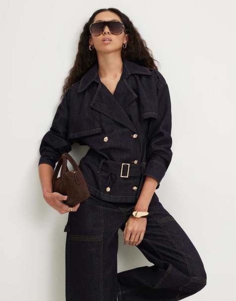 River Island Denim belted trench coat in denim  - view 1