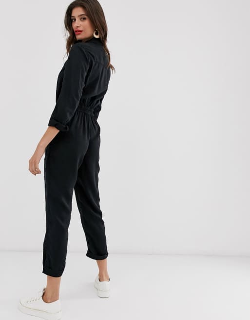 River island black store boiler suit