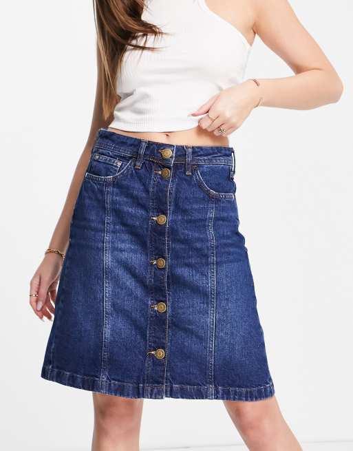 Knee length button through hotsell denim skirt