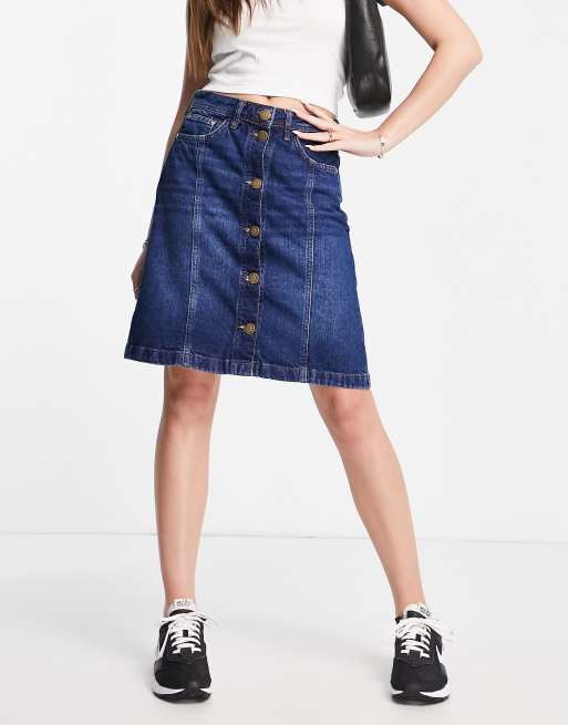 Blue denim skirt river island hotsell