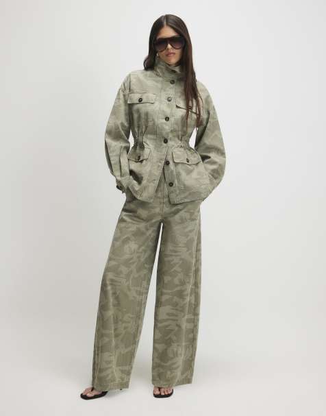 River Island Denim camo print co-ord in khaki - view 1