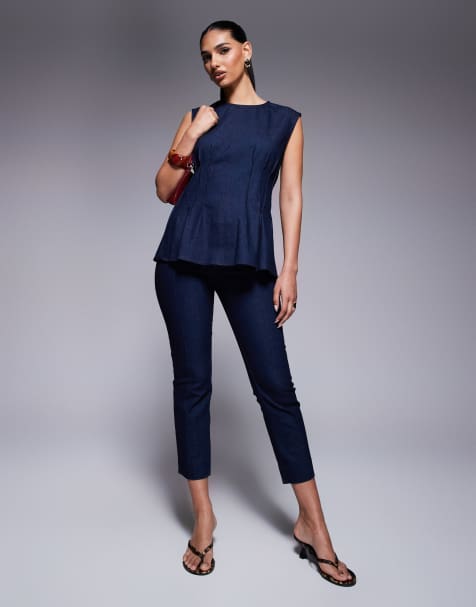 River Island denim capri pants in darkwash blue (part of a set) - view 1