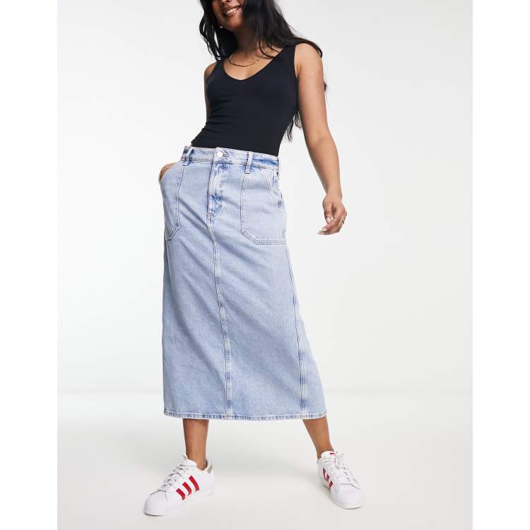 Denim midi hotsell skirt river island