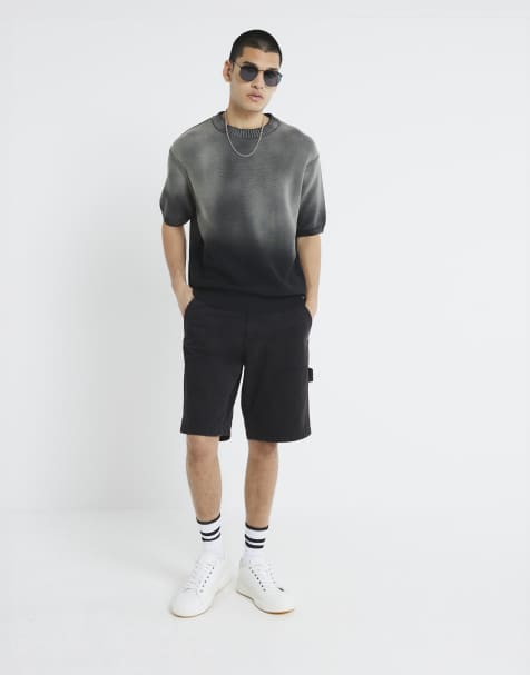 River Island Denim carpenter shorts in black - view 1