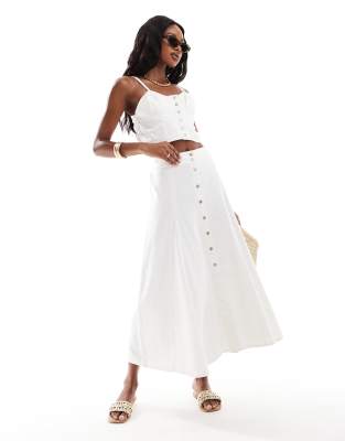 River Island River Island denim crop cami top co-ord in white