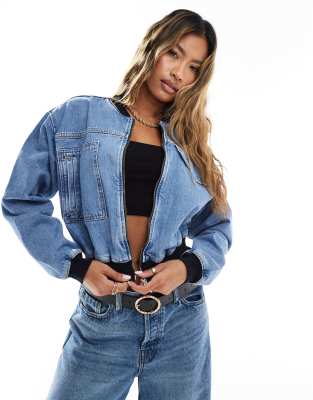 River Island denim cropped jacket in blue