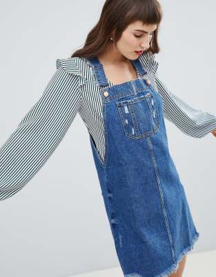 river island denim dungaree dress