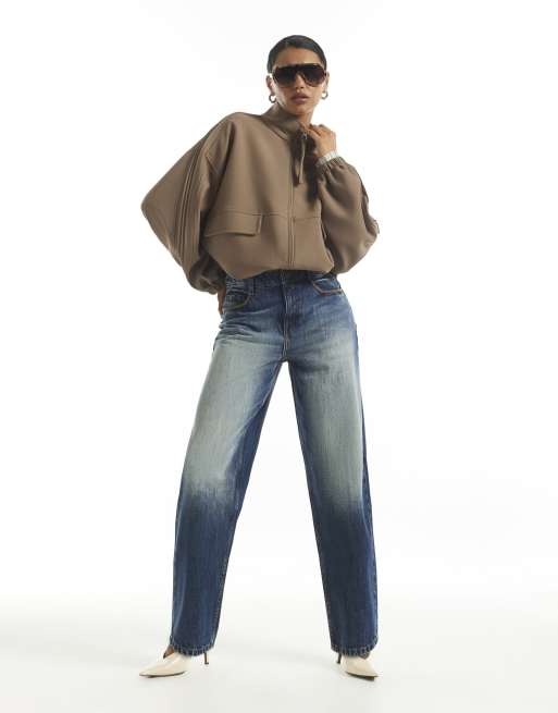 River Island Denim high waist cameron vintage barrel jeans in denim, 1 of 4