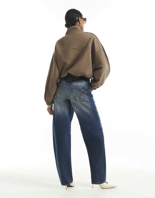 River Island Denim high waist cameron vintage barrel jeans in denim, 4 of 4