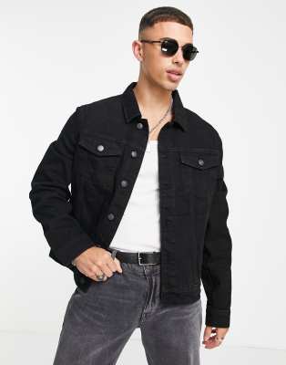 River Island denim jacket in black-Green